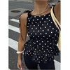 image:imageFloerns Womens Polka Dots Boat Neck Peplum Tie Shoulder Tank TopsBlack