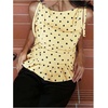 image:imageFloerns Womens Polka Dots Boat Neck Peplum Tie Shoulder Tank TopsYellow
