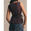 image:imageFloerns Womens Polka Dots Boat Neck Top Sleeveless Smocked Peplum Tank TopCoffee Brown