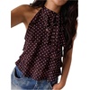 image:imageFloerns Womens Polka Dots Bow Halter Tops Sleeveless Tiered Ruffle Going Out TopsCoffee Brown