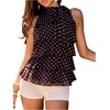 image:imageFloerns Womens Polka Dots Bow Halter Tops Sleeveless Tiered Ruffle Going Out TopsCoffee Brown