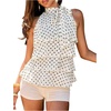 image:imageFloerns Womens Polka Dots Bow Halter Tops Sleeveless Tiered Ruffle Going Out TopsWhite