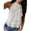 image:imageFloerns Womens Polka Dots Bow Halter Tops Sleeveless Tiered Ruffle Going Out TopsWhite