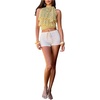 image:imageFloerns Womens Polka Dots Bow Halter Tops Sleeveless Tiered Ruffle Going Out TopsYellow