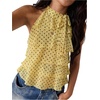 image:imageFloerns Womens Polka Dots Bow Halter Tops Sleeveless Tiered Ruffle Going Out TopsYellow