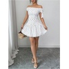 image:imageFloerns Womens Polka Dots Bubble Dress Off The Shoulder Tie Side Going Out Mini DressesWhite