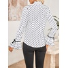 image:imageFloerns Womens Polka Dots Button Down Ruffle Blouse Bell Sleeve Elegant Collared ShirtBlack and White