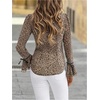 image:imageFloerns Womens Polka Dots Button Down Ruffle Blouse Bell Sleeve Elegant Collared ShirtLeopard
