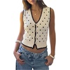 image:imageFloerns Womens Polka Dots Button Up Cropped Cardigan Sweater VestBlack and White