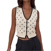 image:imageFloerns Womens Polka Dots Button Up Cropped Cardigan Sweater VestBlack and White