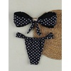 image:imageFloerns Womens Polka Dots Cheeky Bikini Sets Seashell Strapless SwimsuitsBlack