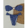 image:imageFloerns Womens Polka Dots Cheeky Bikini Sets Seashell Strapless SwimsuitsBlue