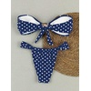 image:imageFloerns Womens Polka Dots Cheeky Bikini Sets Seashell Strapless SwimsuitsBlue