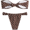 image:imageFloerns Womens Polka Dots Cheeky Bikini Sets Seashell Strapless SwimsuitsBrown