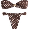 image:imageFloerns Womens Polka Dots Cheeky Bikini Sets Seashell Strapless SwimsuitsBrown