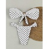 image:imageFloerns Womens Polka Dots Cheeky Bikini Sets Seashell Strapless SwimsuitsWhite