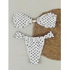 image:imageFloerns Womens Polka Dots Cheeky Bikini Sets Seashell Strapless SwimsuitsWhite