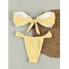 image:imageFloerns Womens Polka Dots Cheeky Bikini Sets Seashell Strapless SwimsuitsYellow