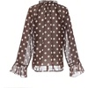 image:imageFloerns Womens Polka Dots Chiffon Blouses Ruffle V Neck Flare Sleeve Summer Going Out TopsCoffee Brown
