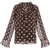 image:imageFloerns Womens Polka Dots Chiffon Blouses Ruffle V Neck Flare Sleeve Summer Going Out TopsCoffee Brown