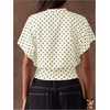 image:imageFloerns Womens Polka Dots Crew Neck Cinched Waist Dolman Sleeve Crop TopsApricot
