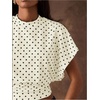 image:imageFloerns Womens Polka Dots Crew Neck Cinched Waist Dolman Sleeve Crop TopsApricot