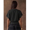 image:imageFloerns Womens Polka Dots Crew Neck Cinched Waist Dolman Sleeve Crop TopsBlack