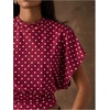 image:imageFloerns Womens Polka Dots Crew Neck Cinched Waist Dolman Sleeve Crop TopsBurgundy