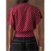 image:imageFloerns Womens Polka Dots Crew Neck Cinched Waist Dolman Sleeve Crop TopsBurgundy