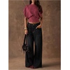 image:imageFloerns Womens Polka Dots Crew Neck Cinched Waist Dolman Sleeve Crop TopsBurgundy