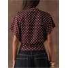 image:imageFloerns Womens Polka Dots Crew Neck Cinched Waist Dolman Sleeve Crop TopsCoffee Brown