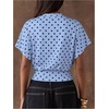 image:imageFloerns Womens Polka Dots Crew Neck Cinched Waist Dolman Sleeve Crop TopsIcy Blue