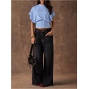 image:imageFloerns Womens Polka Dots Crew Neck Cinched Waist Dolman Sleeve Crop TopsIcy Blue