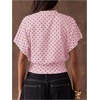 image:imageFloerns Womens Polka Dots Crew Neck Cinched Waist Dolman Sleeve Crop TopsPastel Pink