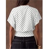 image:imageFloerns Womens Polka Dots Crew Neck Cinched Waist Dolman Sleeve Crop TopsWhite
