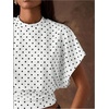 image:imageFloerns Womens Polka Dots Crew Neck Cinched Waist Dolman Sleeve Crop TopsWhite