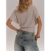 image:imageFloerns Womens Polka Dots Crew Neck Cinched Waist Dolman Sleeve Crop TopsWhite Stripe