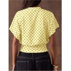 image:imageFloerns Womens Polka Dots Crew Neck Cinched Waist Dolman Sleeve Crop TopsYellow