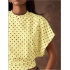 image:imageFloerns Womens Polka Dots Crew Neck Cinched Waist Dolman Sleeve Crop TopsYellow