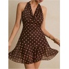 image:imageFloerns Womens Polka Dots Draped Halter Dress Tie Backless Party Going Out Mini Dress with ShortsBrown