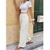 image:imageFloerns Womens Polka Dots Drawstring Elastic Waist Straight Leg PantsBlack and White