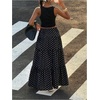 image:imageFloerns Womens Polka Dots Flowy Maxi Skirt Tiered Ruffle Going Out SkirtsBlack
