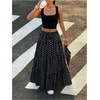 image:imageFloerns Womens Polka Dots Flowy Maxi Skirt Tiered Ruffle Going Out SkirtsBlack
