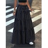 image:imageFloerns Womens Polka Dots Flowy Maxi Skirt Tiered Ruffle Going Out SkirtsBlack