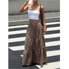 image:imageFloerns Womens Polka Dots Flowy Maxi Skirt Tiered Ruffle Going Out SkirtsBrown Piald