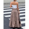 image:imageFloerns Womens Polka Dots Flowy Maxi Skirt Tiered Ruffle Going Out SkirtsBrown Piald