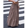 image:imageFloerns Womens Polka Dots Flowy Maxi Skirt Tiered Ruffle Going Out SkirtsBrown Piald