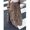 image:imageFloerns Womens Polka Dots Flowy Maxi Skirt Tiered Ruffle Going Out SkirtsBrown Piald
