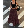 image:imageFloerns Womens Polka Dots Flowy Maxi Skirt Tiered Ruffle Going Out SkirtsChocolate Brown