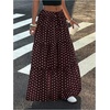 image:imageFloerns Womens Polka Dots Flowy Maxi Skirt Tiered Ruffle Going Out SkirtsChocolate Brown